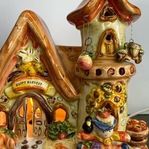 Festive Happy Harvest Ceramic House with Lights Moody Decor Nightlight